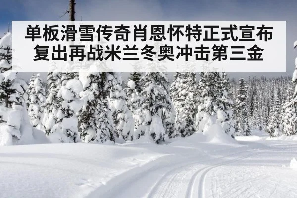 单板滑雪传奇肖恩怀特正式宣布复出再战米兰冬奥冲击第三金